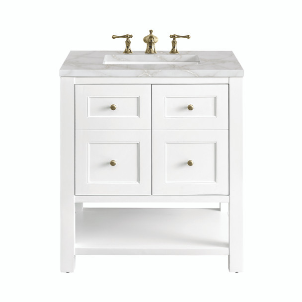 Breckenridge 30" Single Vanity, Bright White w/ 3 CM Victorian Silver Top