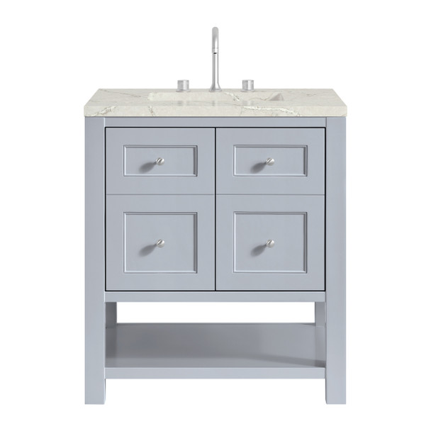 Breckenridge 30" Single Vanity, Serenity Blue, w/ 3 CM Victorian Silver Quartz Top