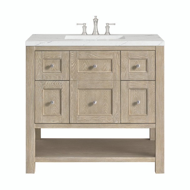 Breckenridge 36" Single Vanity, Whitewashed Oak w/ 3 CM Ethereal Noctis Silestone Top