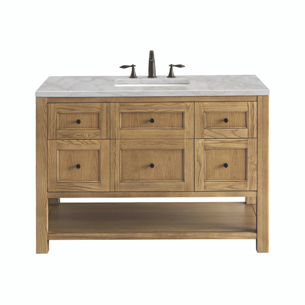 Breckenridge 48" Single Vanity, Light Natural Oak w/ 3 CM Victorian Silver Top w/FreePower Wireless Charger