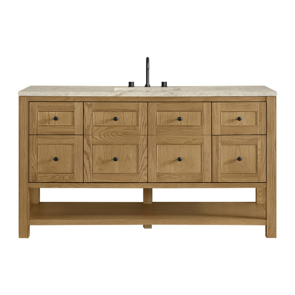 Breckenridge 60" Single Vanity, Light Natural Oak, w/ 3 CM Tajnar Eclos Top