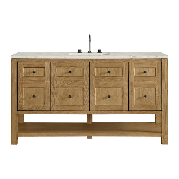 Breckenridge 60" Single Vanity, Light Natural Oak, w/ 3 CM Victorian Silver Quartz Top