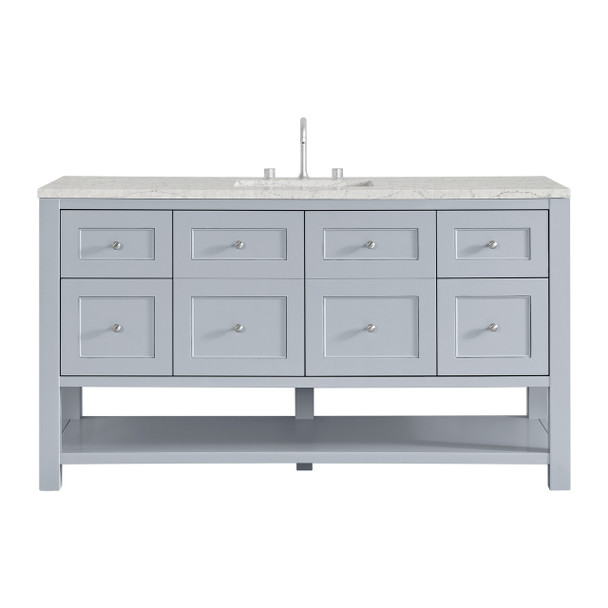 Breckenridge 60" Single Vanity, Serenity Blue, w/ 3 CM Eternal Jasmine Pearl Silestone Top w/ FreePower Wireless Charger