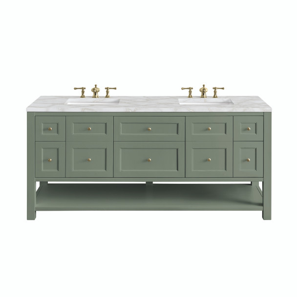 Breckenridge 72" Double Vanity, Smokey Celadon w/ 3 CM Victorian Silver Top