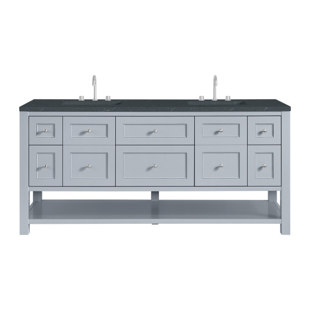Breckenridge 72" Double Vanity, Serenity Blue, w/ 3 CM Charcoal Soapstone Quartz Top