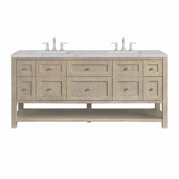 Breckenridge 72" Double Vanity, Whitewashed Oak w/ 3 CM Eternal Jasmine Pearl Silestone Top