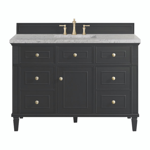 Lorelai 48" Single Vanity, Black Onyx w/ 3 CM Eternal Jasmine Pearl Silestone Top
