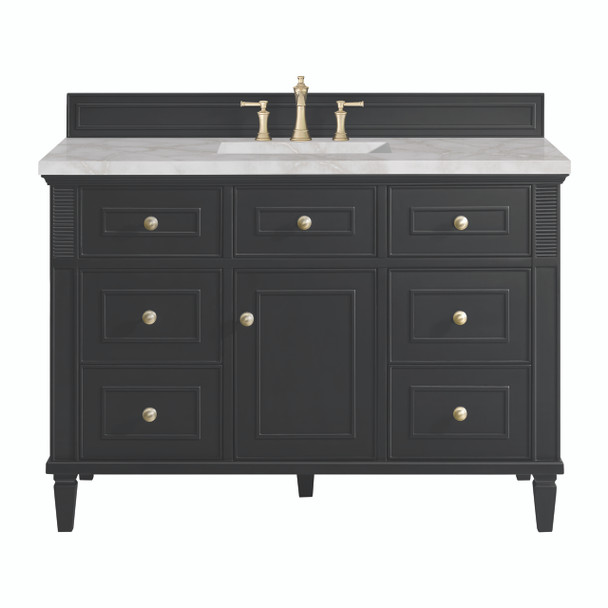 Lorelai 48" Single Vanity, Black Onyx w/ 3 CM Victorian Silver Silestone Top