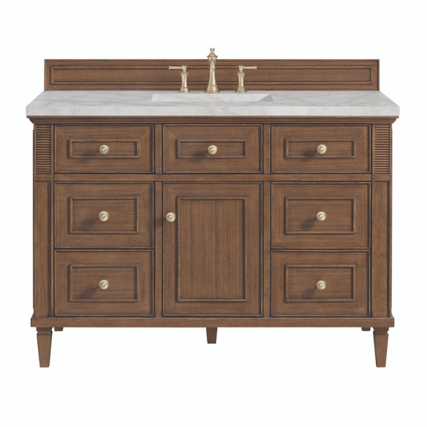 Lorelai 48" Single Vanity, Mid-Century Walnut w/ 3 CM Victorian Silver Silestone Top