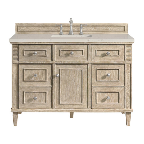 Lorelai 48" Single Vanity, Whitewashed Oak, w/ 3 CM Siberian Silestone Top w/FreePower Wireless Charger