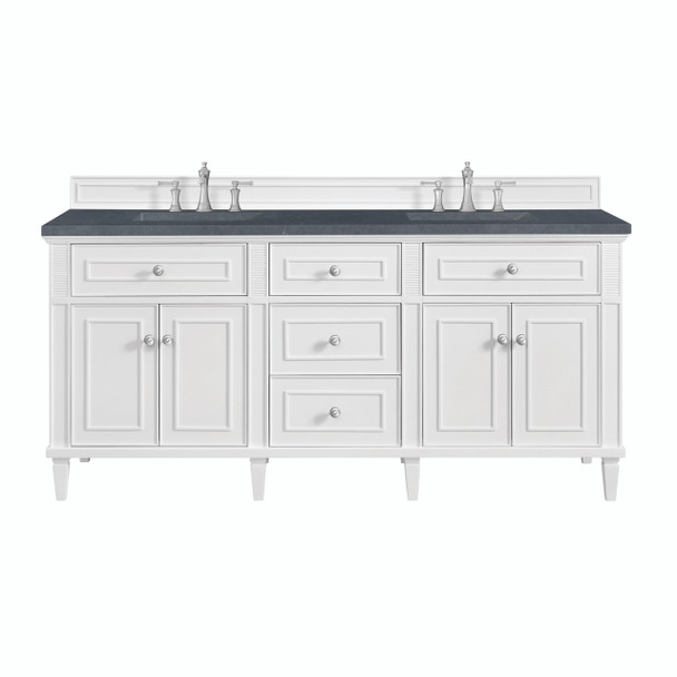 Lorelai 72" Double Vanity, Bright White w/ 3 CM Charcoal Soapstone Silestone Top