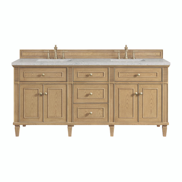 Lorelai 72" Double Vanity, Light Natural Oak w/ 3 CM Eternal Jasmine Pearl Silestone Top