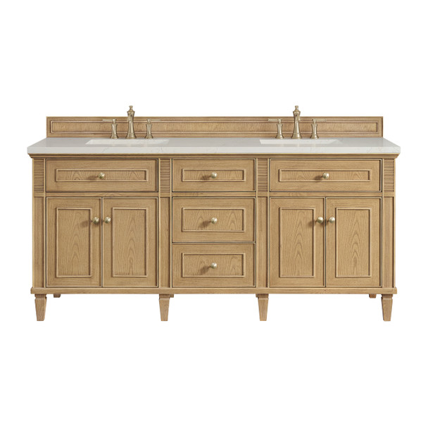Lorelai 72" Double Vanity, Light Natural Oak, w/ 3 CM Siberian Silestone Top w/FreePower Wireless Charger