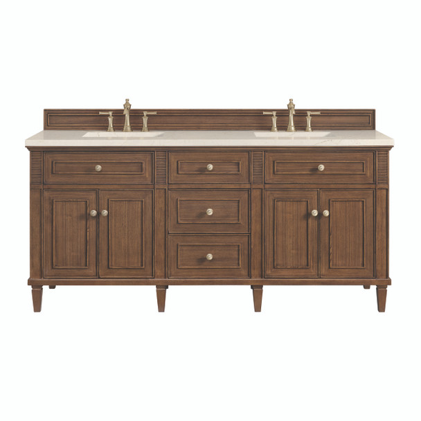 Lorelai 72" Double Vanity, Mid-Century Walnut w/ 3 CM Eternal Marfil Silestone Top