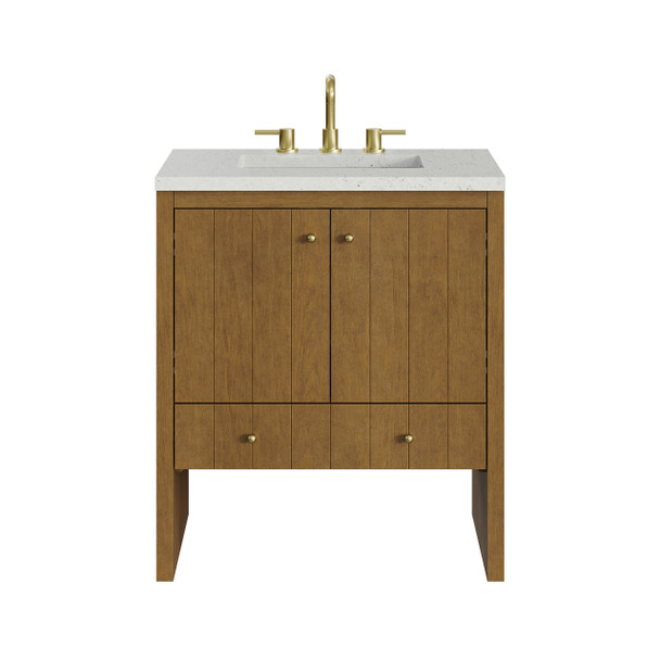 Hudson 30" Single Vanity, Honey Oak w/ 3 CM Lime Delight Silestone Top