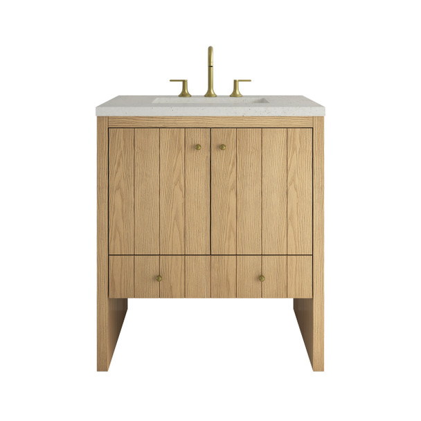 Hudson 30" Single Vanity, Light Natural Oak w/ 3 CM Lime Delight Silestone Top