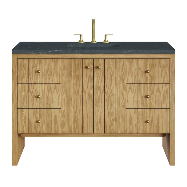 Hudson 48" Single Vanity, Light Natural Oak w/ 3 CM Charcoal Soapstone Top