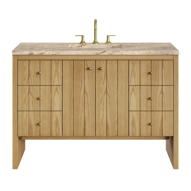 Hudson 48" Single Vanity, Light Natural Oak, w/ 3 CM Tajnar Eclos Top