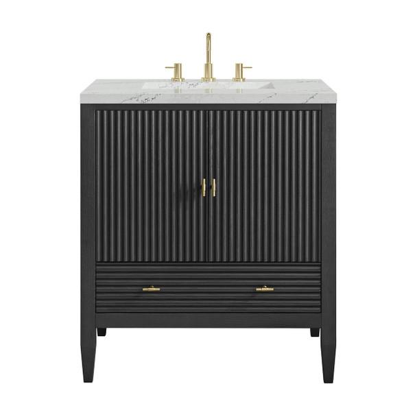 Myrrin 30" Single Vanity, Carbon Oak w/ 3 CM Ethereal Noctis Silestone Top