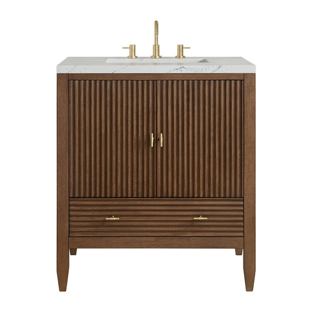 Myrrin 30" Single Vanity, Mid-Century Walnut w/ 3 CM Ethereal Noctis Silestone Top