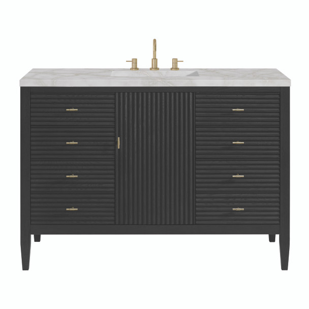 Myrrin 48" Single Vanity, Carbon Oak w/ 3 CM Victorian Silver Silestone Top