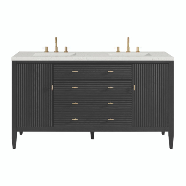 Myrrin 60" Double Vanity, Carbon Oak w/ 3 CM Lime Delight Silestone Top