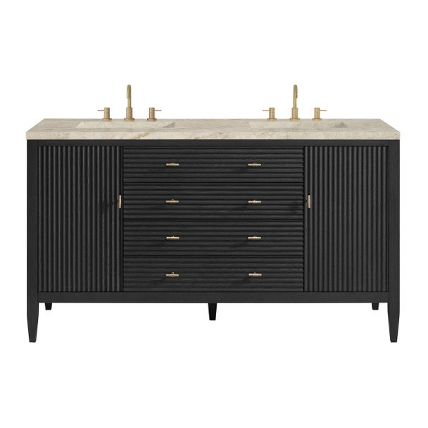 Myrrin 60" Double Vanity, Carbon Oak, w/ 3 CM Tajnar Eclos Top