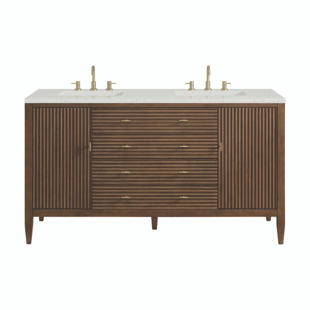 Myrrin 60" Double Vanity, Mid Century Walnut w/ 3 CM Lime Delight Silestone Top