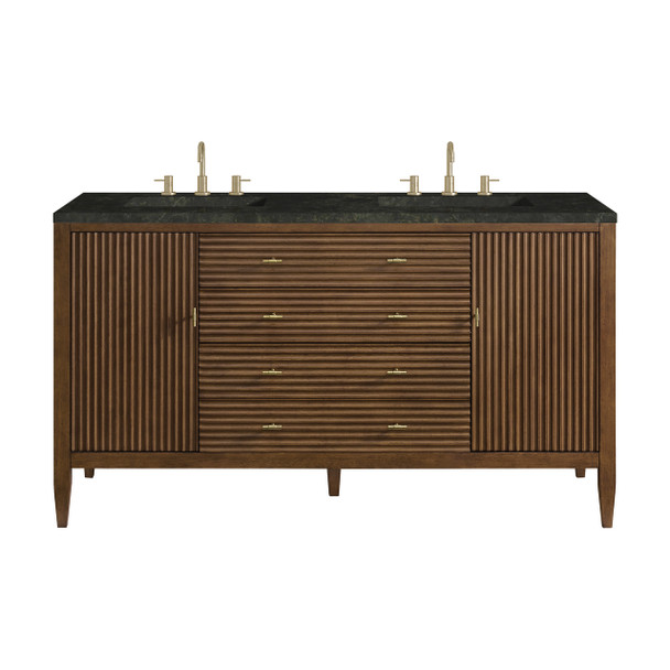 Myrrin 60" Double Vanity, Mid Century Walnut, w/ 3 CM Phantome Eclos Top
