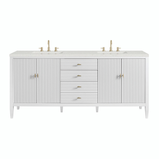 Myrrin 72" Double Vanity, Bright White w/ 3 CM Lime Delight Silestone Top