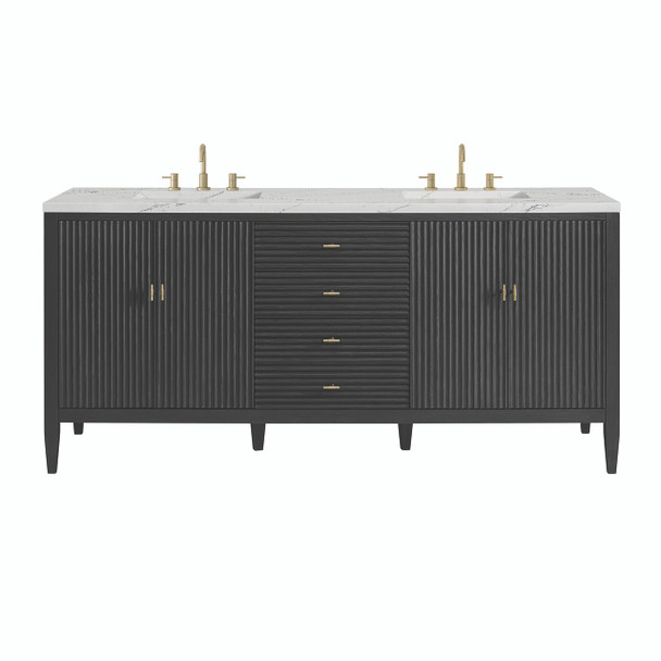 Myrrin 72" Double Vanity, Carbon Oak w/ 3 CM Ethereal Noctis Silestone Top