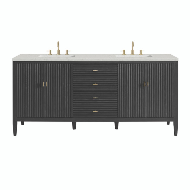 Myrrin 72" Double Vanity, Carbon Oak w/ 3 CM Lime Delight Silestone Top