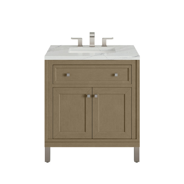 Chicago 30" Single Vanity, Walnut Whisper, w/ 3 CM Ethereal Noctis Silestone® Top