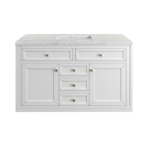 Chicago 48" Single Vanity, Glossy White, w/ 3 CM Eternal Jasmine Pearl Silestone® Top