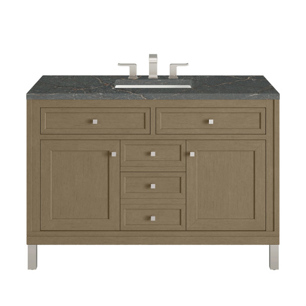Chicago 48" Single Vanity, Walnut Whisper, w/ 3 CM Parisien Bleu Silestone® Top