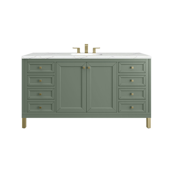 Chicago 60" Single Vanity, Smokey Celadon, w/ 3 CM Ethereal Noctis Silestone® Top