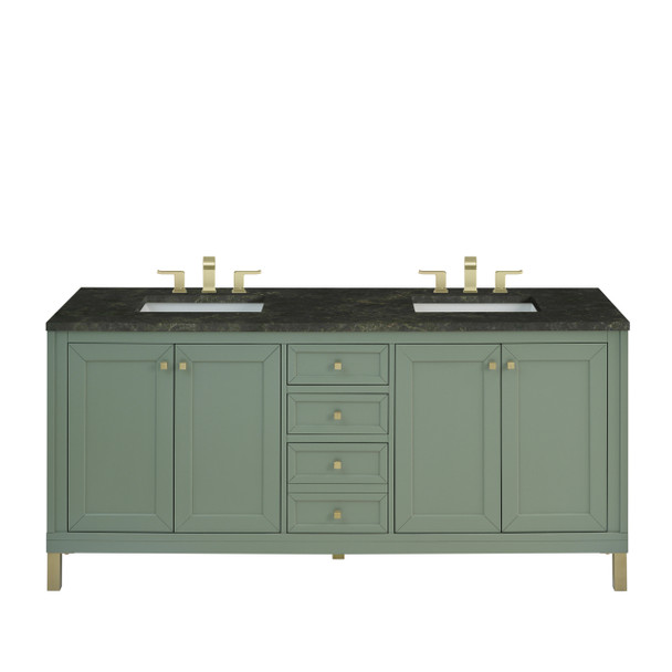 Chicago 72" Double Vanity, Smokey Celadon, w/ 3 CM Phantome Eclos Top