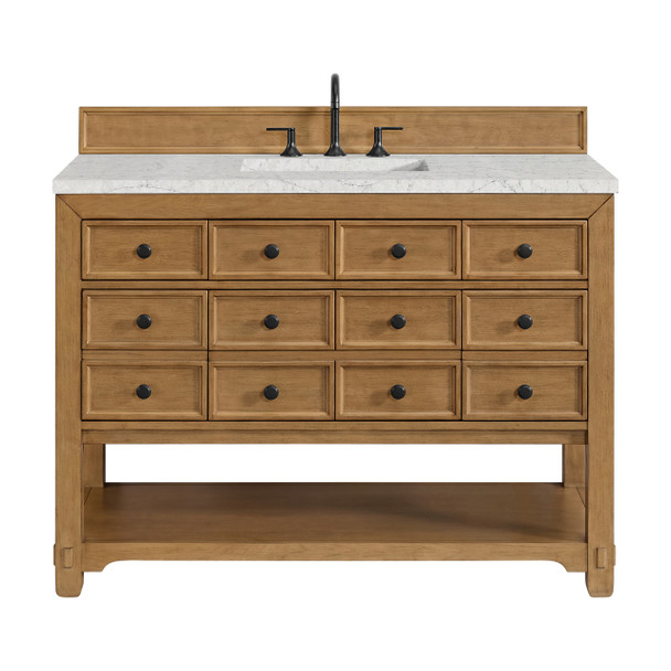 Malibu 48" Single Vanity, Amber Birch w/ 3 CM Eternal Jasmine Pearl Silestone Top