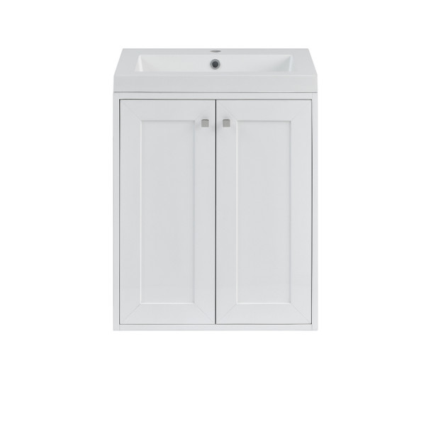 Chianti 24" Single Vanity, Glossy White w/ White Glossy Composite Stone Top