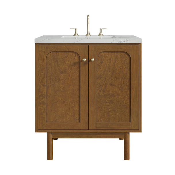 Laurent 30" Single Vanity, Honey Oak w/ 3 CM Ethereal Noctis Silestone Top