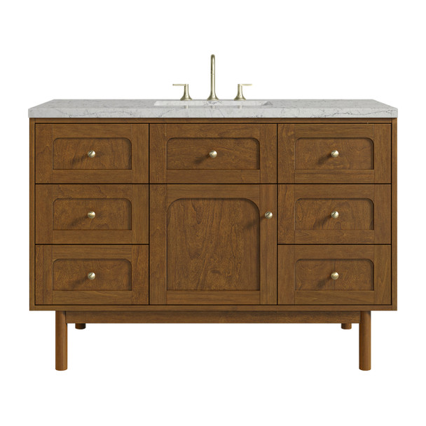 Laurent 48" Single Vanity, Honey Oak w/ 3 CM Eternal Jasmine Pearl Silestone Top