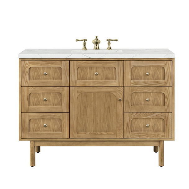 Laurent 48" Single Vanity, Light Natural Oak w/ 3 CM Ethereal Noctis Top
