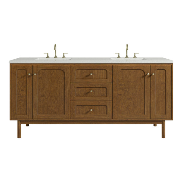 Laurent 72" Double Vanity, Honey Oak w/ 3 CM Lime Delight Silestone Top