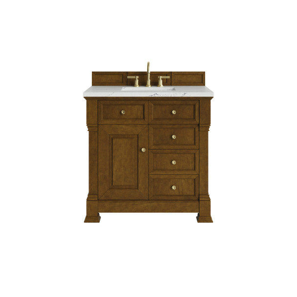 Brookfield 36" Single Vanity, Honey Oak w/ 3 CM Ethereal Noctis Silestone Top