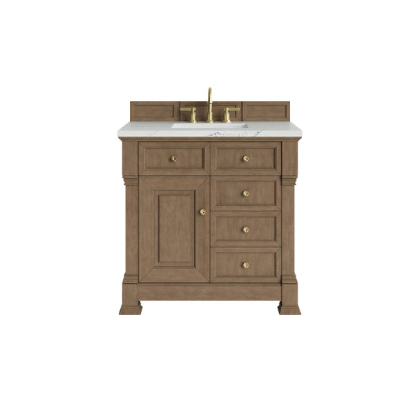 Brookfield 36" Single Vanity, Pecan w/ 3 CM Ethereal Noctis Silestone Top