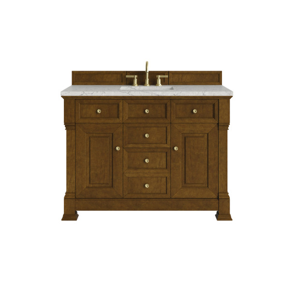Brookfield 48" Single Vanity, Honey Oak w/ 3 CM Eternal Jasmine Pearl Silestone Top