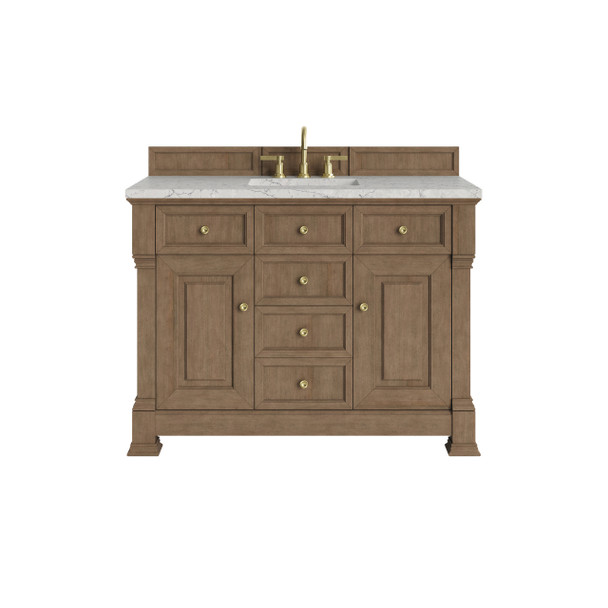Brookfield 48" Single Vanity, Pecan w/3 CM Eternal Jasmine Pearl Silestone Top