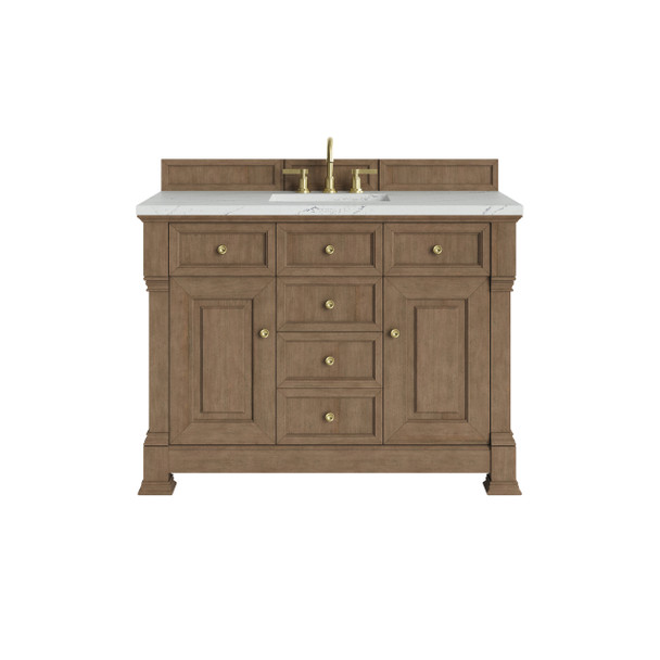 Brookfield 48" Single Vanity, Pecan w/ 3 CM Ethereal Noctis Silestone Top