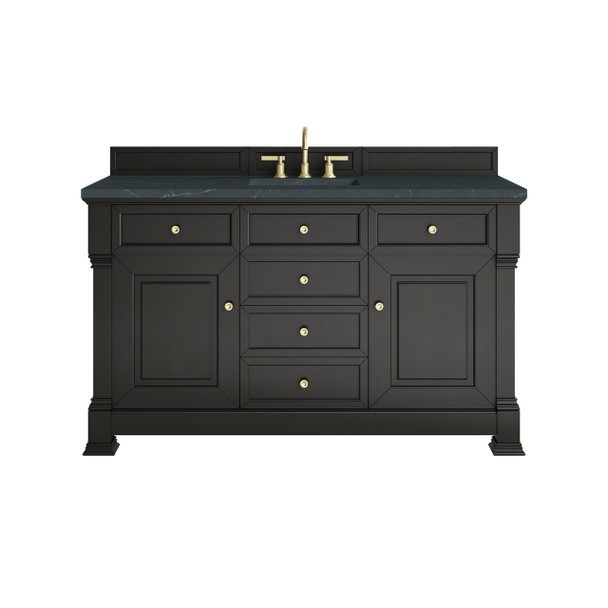 Brookfield 60" Single Vanity, Black Onyx w/3 CM Charcoal Soapstone Silestone Top