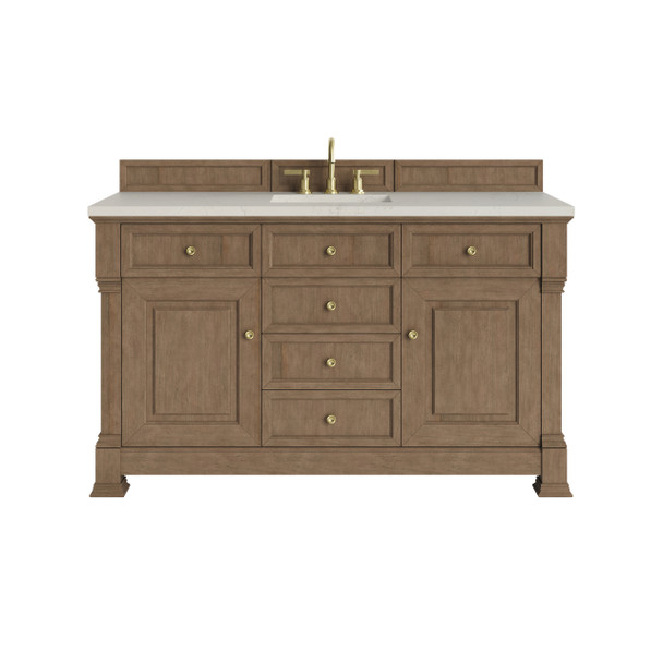 Brookfield 60" Single Vanity, Pecan, w/ 3 CM Siberian Silestone Top